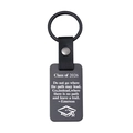 Porte-clés rectangulaire en métal pour cadeau de diplôme 2026 avec cuir noir et anneau - Porte-clés (FPK001) / Noir
