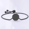 Bracciale regolabile nero in acciaio inossidabile con piastra rotonda e catena a scatola - Bracciale Catena Veneziana con Piastra Rotonda / Nero