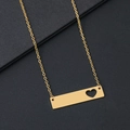 Gouden roestvrijstalen halsketting met rechthoekige staaf en hartje aan de O-ketting - Goud Hol Hart Balk Halsketting 45cm