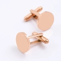 Polished rose gold round cufflinks for men's shirts featuring a sleek business design - Rose Gold Round Style