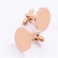 Pair of minimalist round rose gold stainless steel cufflinks for men's formal shirts - Rose Gold Round Cufflink