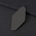Macro detail of matte black stainless steel diamond-shaped blank keychain tag for DIY - Black Pendant