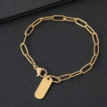 Bracciale a catena a graffetta minimalista in acciaio inossidabile dorato con targhetta - Bracciale a Graffetta Ovale (16.4*6.4mm) / Oro