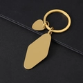 Polished gold stainless steel keychain with diamond and heart-shaped blank metal pendants - 50*23mm Rhombus Heart Keyring Gold