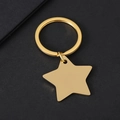 Polished gold stainless steel star shaped keychain with flat metal key ring accessory - 32*29.9mm Star with Key Ring in Gold