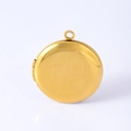 Minimalist round gold stainless steel photo locket necklace with matte brushed finish - Round Plain Locket Pendant Gold