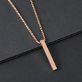 Minimalist rose gold stainless steel cuboid pendant necklace with box chain - Cube Column Pendant + Pearl Chain / Rose Gold Necklace