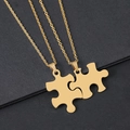 Poliertes Puzzle-Halsketten-Set für Paare aus langlebigem goldenem Edelstahl - Puzzle-Stil (Gold)