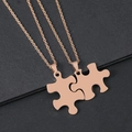 Roségoldfarbenes Puzzle-Halsketten-Set für Paare mit ineinandergreifenden Anhängern und Ketten - Puzzle-Stil (Roségold)