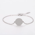 Detailweergave van de roestvrijstalen ronde bedelarmband met verstelbare ketting en sluiting - Ronde Hanger Kruisketting Armband / Zilver