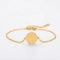 Gepolijste gouden roestvrijstalen schakelarmband met een ronde blanco bedel - Ronde Hanger Kruisketting Armband / Goud