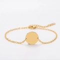 Minimalist gold stainless steel round disc charm bracelet with fine link chain and clasp - Gold (Cross Chain Bracelet)