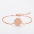 Rose gold stainless steel round disc bracelet with cross chain and heart pendant - Rose Gold (Cross Chain Bracelet)