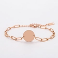 Minimalistisches Büroklammer-Armband in Roségold mit poliertem, rundem Metallanhänger - Roségold Rund Anhänger Büroklammer Armband