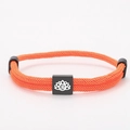Adjustable orange braided rope bracelet with black Om lotus engraved slider - Orange Rope With Black Lotus