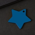 Macro-opname van de blauwe matte stervormige rvs hanger met een nauwkeurig geboord gat - Ster - Blauw