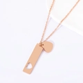 Elegant rose gold stainless steel hollow heart necklace with rectangular pendant and charm - 40*10mm Cutout Heart Bar + Heart Pendant / Rose Gold