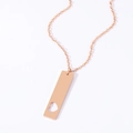 Elegant rose gold stainless steel rectangle necklace featuring a delicate hollow heart cutout - 40*10mm Hollow Heart Rose Gold