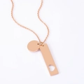 Rose gold stainless steel necklace with round disc and hollow heart rectangular pendant - Cutout Heart Round Style (Rose Gold) / Rose Gold