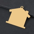 Huisvormige gouden roestvrijstalen hanger met gat voor aangepaste lasergravering - Huis Stijl Goud / Goud