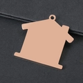 Polished house-shaped rose gold stainless steel pendant with top hanging hole for jewelry - Rose Gold House Style
