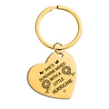 Polished gold heart keychain engraved with sunshine quote and sunflower details - Butterfly Sunflower Quote (TX0073) / Gold