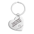 Vue détaillée du porte-clés coeur en acier inoxydable gravé avec texte de remerciement enseignant - Argent Enseignant Merci Étoile Coeur Style (TX0047) / Argent
