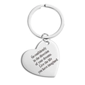 Porte-clés cœur poli avec citation inspirante gravée pour cadeau de remise de diplôme - Argent Lettrage Noir Confiance Rêves (TX0034) / Argent