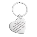 Porte-clés cœur en acier inoxydable poli avec gravure de remise des diplômes - Argent Citations Inspirantes en Trois Lignes (TX0033) / Argent