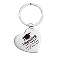 Porte-clés cœur poli avec icône de chapeau de diplômé et gravure I GRADUATED cadeau - Argent I Graduated Style Humoristique (TX0030) / Argent