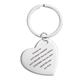 Porte-clés cœur en acier inoxydable poli avec citation de motivation gravée pour diplômés - Argent Citations Manuscrites (TX0028) / Argent