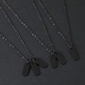 Macro shot of matte black stainless steel dog tag pendants on oval link chains - Pendant Necklace / Black