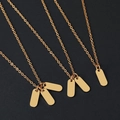 Golden stainless steel rectangle tag necklaces with single, double, and triple pendants - Pendant Necklace / Gold