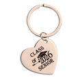 Porte-clés cœur en or rose pour diplômés avec gravure laser Class of 2026 Senior - Style Senior Classe de 2026 (TX0044) / Or rose