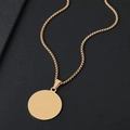 Collana minimalista con pendente tondo dorato con finitura lucida e catena box - Oro