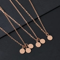 Minimalistische roségouden roestvrijstalen kettingen met ronde hangers voor gravering - Rozegoud (1 Schijf)