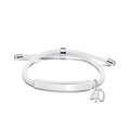 Macro shot of white woven cord bracelet with silver curved bar and number 40 pendant - White Rope-Number 40(Silver)
