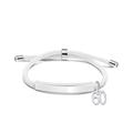 Detail of adjustable white braided cord bracelet with silver bar and number 60 charm - White Rope-Number 60(Silver)