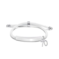 Detailed close-up of woven white cord bracelet with a polished silver plate and number 70 charm - White Rope-Number 70(Silver)