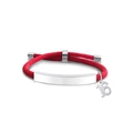 Adjustable red braided rope bracelet with curved metal plate and number 16 round charm - Red Rope-Number 16(Silver)