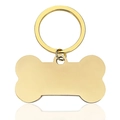 Polished gold bone-shaped stainless steel keychain for custom pet tags and engraving - Gold Bone 50x28mm With Keyring