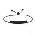 Matte black stainless steel bar bracelet with adjustable box chain for women - Black Plain Bar / Black