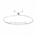Detail view of adjustable stainless steel bracelet with cutout heart bar and slider clasp - Silver Heart Cutout Bar / Silver