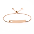 Rose gold stainless steel bracelet with heart cutout and adjustable bolo chain - Rose Gold Heart Cutout Bar / Rose Gold