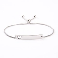 Detail of silver adjustable bracelet with hollow butterfly bar and polished finish - Silver Butterfly Cutout Bar / Silver