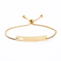 Adjustable gold butterfly hollow metal bar bracelet with drawstring sliding closure - Gold Butterfly Cutout Bar / Gold