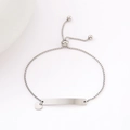 Detail of adjustable stainless steel box chain bracelet with heart charm and blank bar - Heart (Silver)