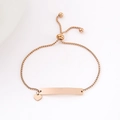 Rose gold stainless steel bar bracelet with heart charm and adjustable box chain link - Heart (Rose Gold)