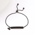Detail of black stainless steel ID bar bracelet with crown charm and slider clasp - Crown (Black)