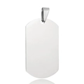 Polished stainless steel military tag pendant with glossy surface on white background - Silver 49*28 (Pointed)